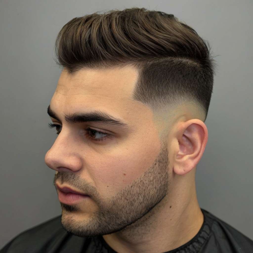 Mid Burst Fade Haircut without beard