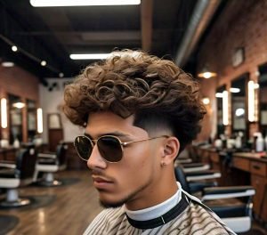 blowout curly low taper fade