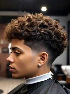 high taper fade curly hair