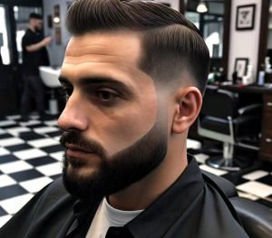 low fade haircut with beard