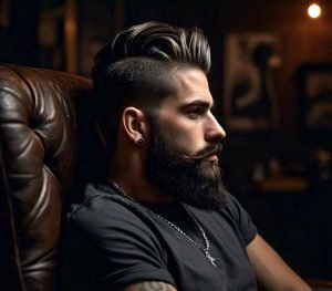low taper fade with beard