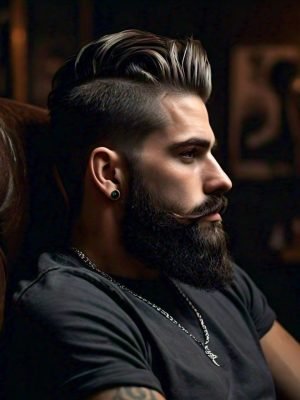 low taper fade with beard