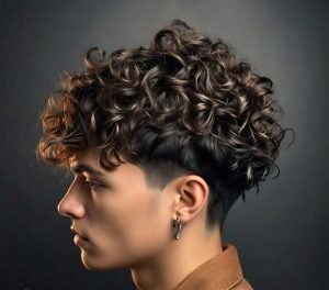 low taper fade with curly hair