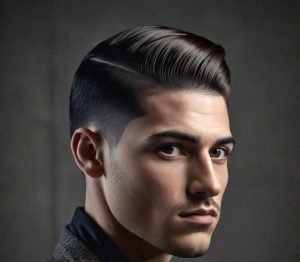 low taper fade with slick back