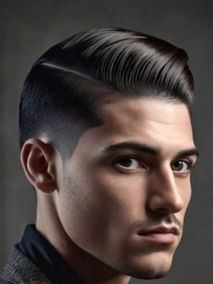 low taper fade with slick back