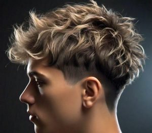 messy texture low faded taper cut