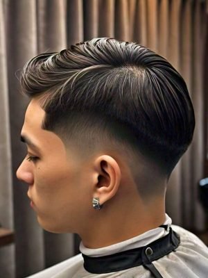 mid taper fade curtains haircut