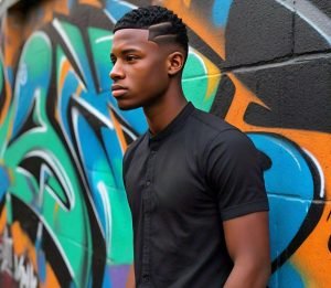 mid taper fade black male with waves