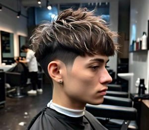 mid taper fade with textured fringe