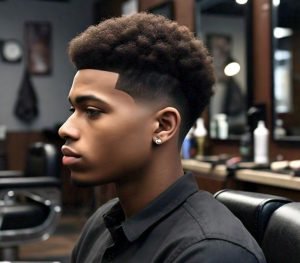 short afro with low taper fade