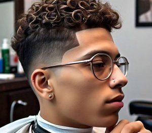 short curly taper fade haircut