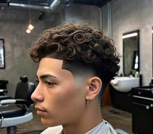 taper fade with curls