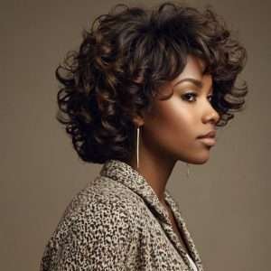 A Black woman with a shag haircut