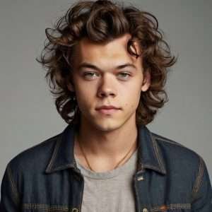 Harry Styles with curly mop
