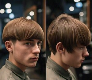 bowl cut with mid fade