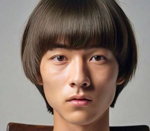 bowl cut with straight hair