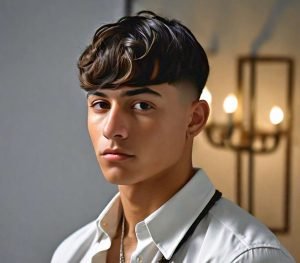bowl cut with wavy haircut
