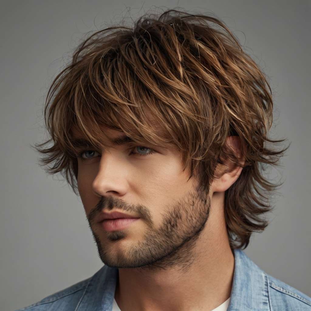 man with a shag haircut