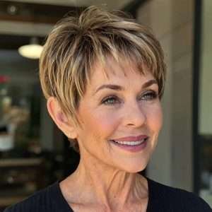 Feathered pixie cut for women over 60