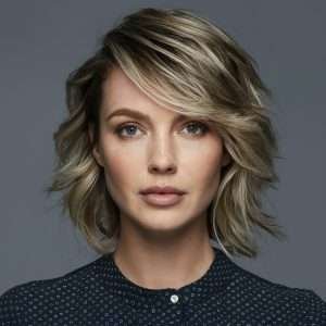 Layered Hair with a Side Swept Fringe