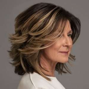 Layered Lob with Balayage for Women Over 50
