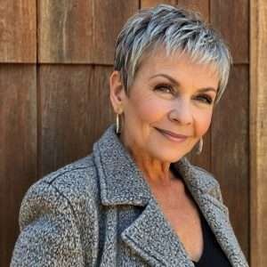 Short crop hairstyle for women over 60