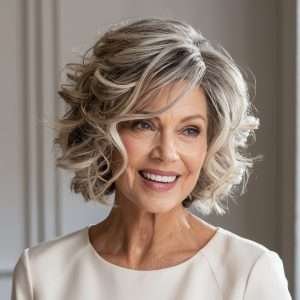 Short curly hairstyle for women over 60