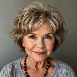 Short fluffy hairstyle for women over 60