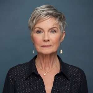 Short tousled pixie cut for women over 60