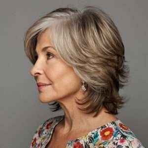 Shoulder-Length Cut with Feathered Layers on a Woman Over 60