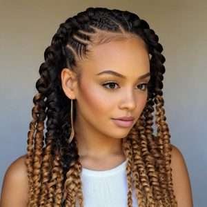 Cornrows with Curls Braids