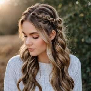 Halo Braid with Loose Curls