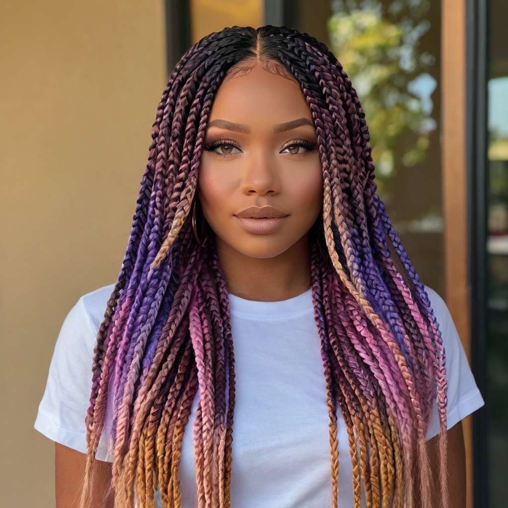 Knotless Braids with Color