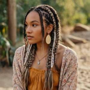 Short Boho Knotless Braids