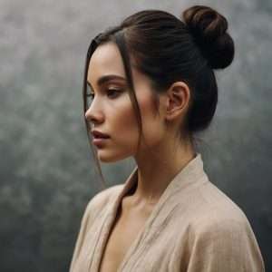 Sleek Low Bun with Face-Framing Tendrils