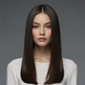 Sleek and Straight Middle Part Haircut