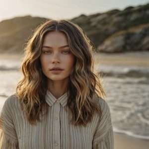 Wavy Middle Part Haircut