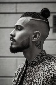Top Knot with Design - Man Bun Hairstyles